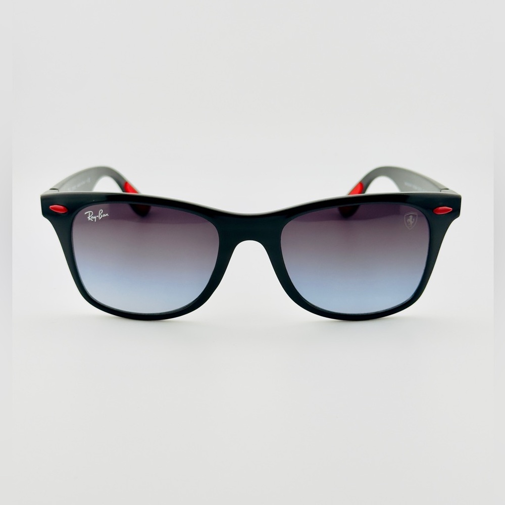 Ray-Ban Scuderia Ferrari Sunglasses RB4195M Polished Black Frame Gray Lenses - Picture 2 of 14